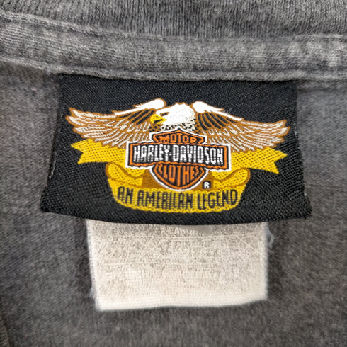 ハーレーダヴィットソン HARLEY DAVIDSON USA製 ロゴパッチ バックプリント ヘンリーネック カットソー メンズ JPN:XL