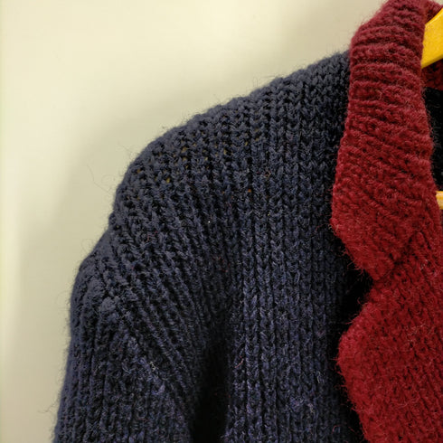 ラルフローレン RALPH LAUREN イタリア製 ウールカーディガン バイカラー メンズ import:M