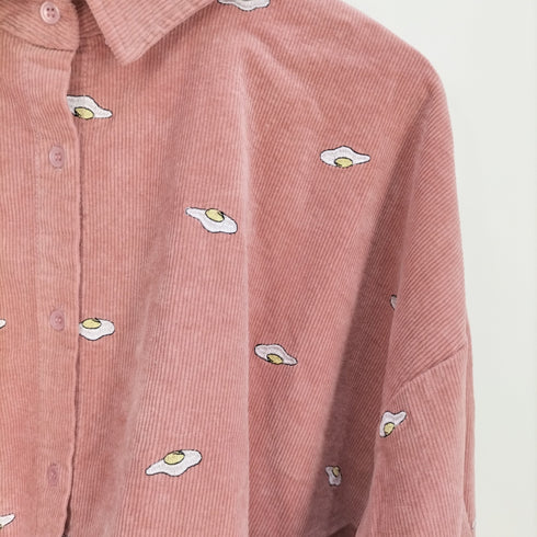 プニュズ PUNYUS 18AW 目玉焼き刺繍コーデュロイシャツ レディース 4