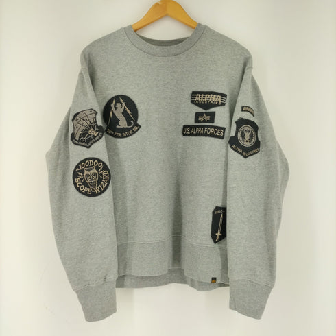 アルファインダストリーズ ALPHA INDUSTRIES ミリタリーワッペンスウェット メンズ L
