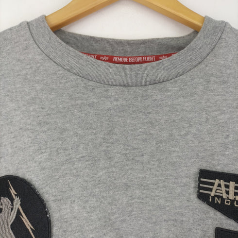 アルファインダストリーズ ALPHA INDUSTRIES ミリタリーワッペンスウェット メンズ L