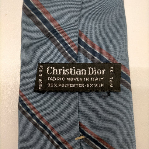 クリスチャンディオール Christian Dior USA製 シルク混 ストライプ ネクタイ メンズ
