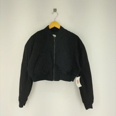 ザラ ZARA DENIM CROPPED PUFFER JACKET レディース M
