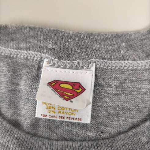 USA製 2枚タグ SUPERMAN ロゴ Tシャツ しみこみプリント コピーライト1977 レーヨン混 シングルステッチ メンズ import:M