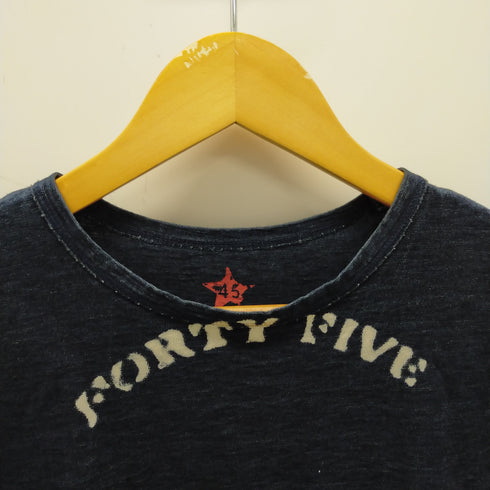 フォーティーファイブアールピーエム 45rpm インディゴ ステンシルプリント クルーネックTシャツ レディース 2