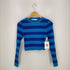 ザラ ZARA ショート丈クルーネックボーダー長袖Tシャツ レディース import:M