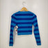 ザラ ZARA ショート丈クルーネックボーダー長袖Tシャツ レディース import:M