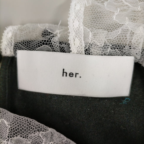 her. レースカラー 長袖Tシャツ レディース 1