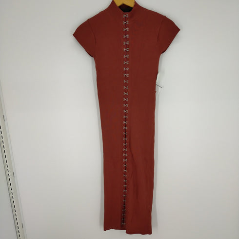 ザラ ZARA フロントホック リブニットワンピース レディース import:S