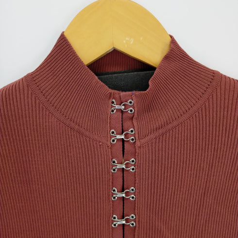 ザラ ZARA フロントホック リブニットワンピース レディース import:S