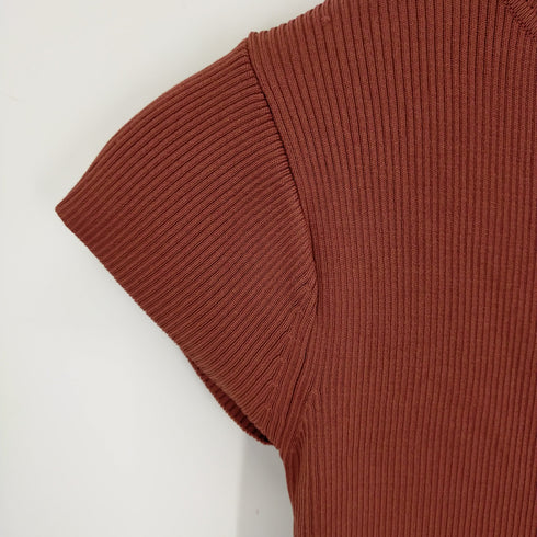 ザラ ZARA フロントホック リブニットワンピース レディース import:S