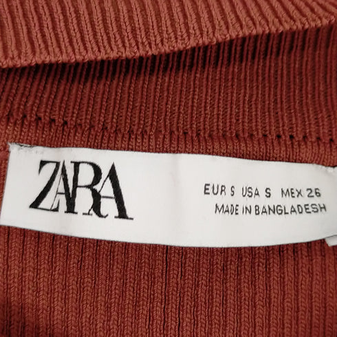 ザラ ZARA フロントホック リブニットワンピース レディース import:S