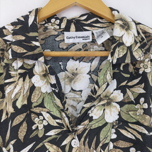 Cathy Essentials WOMAN 開襟花総柄シャツ メンズ 1X