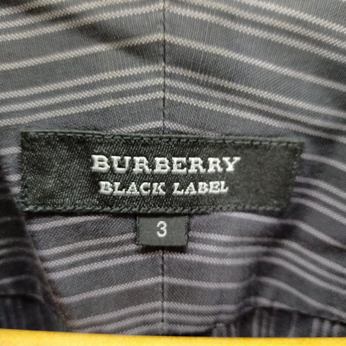 バーバリーブラックレーベル BURBERRY BLACK LABEL ロゴ刺繍 ストライプレギュラーカラーシャツ メンズ 3