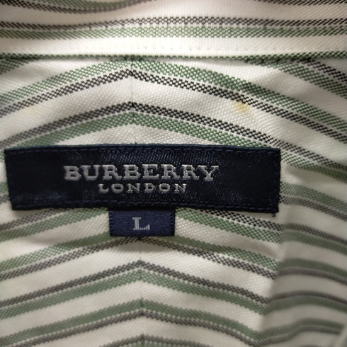 バーバリーロンドン BURBERRY LONDON ロゴ刺繍 ストライプレギュラーカラーシャツ メンズ import:L