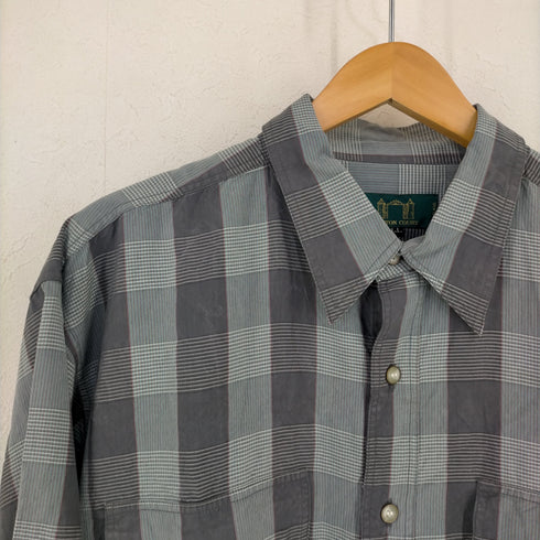 HATTON COURT チェック柄 シルクシャツ メンズ LL