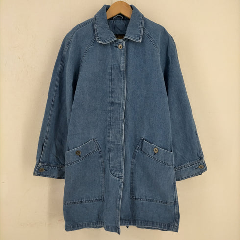 エディーバウアー Eddie Bauer 80~90s 黒タグ デニム 比翼ステンカラーコート レディース JPN:S