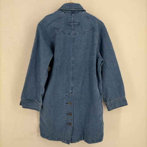 エディーバウアー Eddie Bauer 80~90s 黒タグ デニム 比翼ステンカラーコート レディース JPN:S