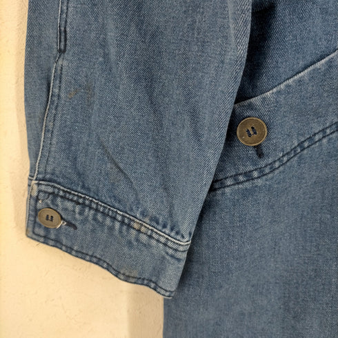 エディーバウアー Eddie Bauer 80~90s 黒タグ デニム 比翼ステンカラーコート レディース JPN:S