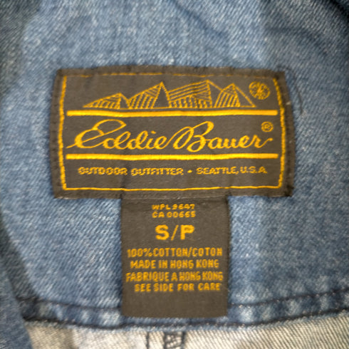 エディーバウアー Eddie Bauer 80~90s 黒タグ デニム 比翼ステンカラーコート レディース JPN:S