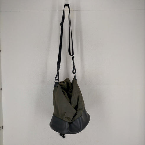 ダナキャランニューヨーク DKNY 90S レザー×ナイロンタフタ 巾着バッグ メンズ