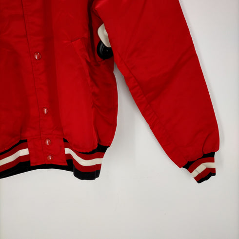 スターター STARTER 90S USA製 NBA Chicago Bulls シカゴブルズ ナイロンスタジャン 裏地キルティング メンズ import:L