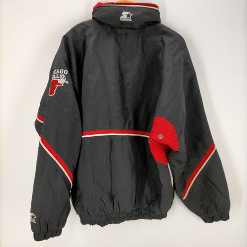 スターター STARTER 00S 韓国製 NBA Chicago Bulls シカゴブルズ ナイロンプルオーバージャケット 裏地キルティング メンズ import:L