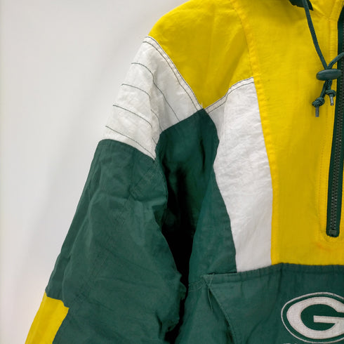スターター STARTER 00S 韓国製 NFL PACKERS パッカーズ ナイロンプルオーバージャケット 裏地キルティング メンズ import:L