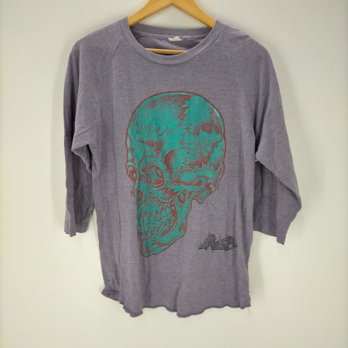 90S スカルヘッド 9分丈 カットソー シングルステッチ メンズ import:L