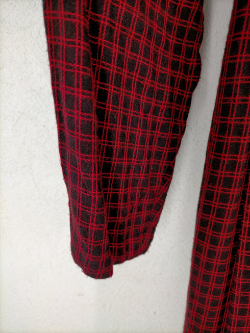 花刺繍チェックレーヨンワンピース レディース US:12