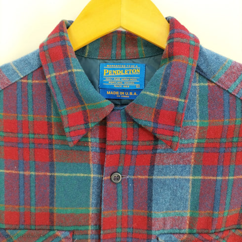 ペンドルトン PENDLETON 90-00s USA製 開襟 ネルチェックシャツ メンズ import:S