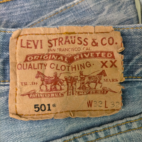 リーバイス Levis 00S 06年製 501 リペア加工ボタンフライストレートデニムパンツ メンズ 32/32