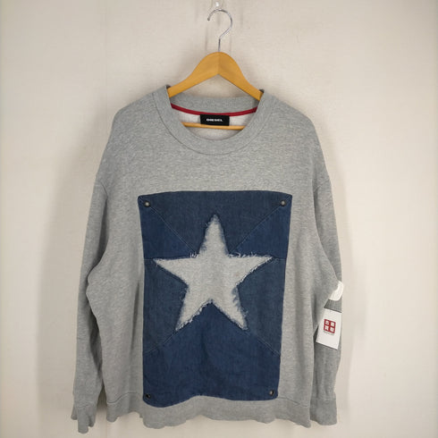ディーゼル DIESEL デニムスターパッチ 裏起毛クルーネックスウェット メンズ JPN:XL