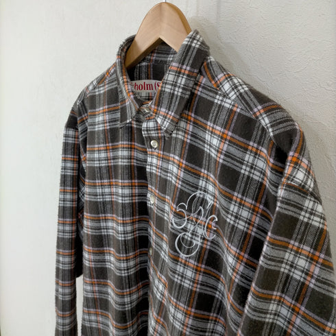 stockholm surfboard club FLYNN BROWN CHECK チェックネルシャツ メンズ import:XS