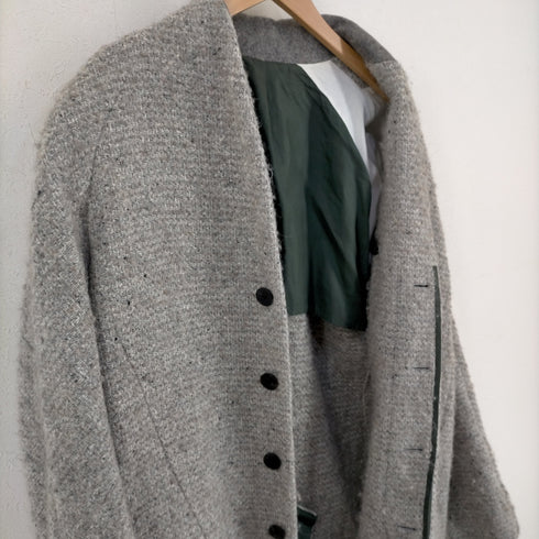 ハイダーアッカーマン HAIDER ACKERMANN ベルギー製 アルパカウール カラーレス比翼コート メンズ JPN:XS