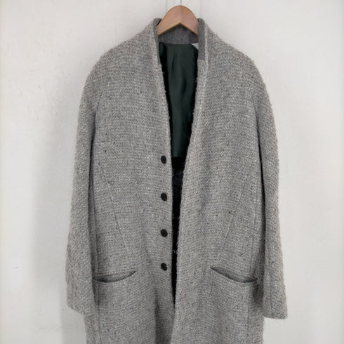 ハイダーアッカーマン HAIDER ACKERMANN ベルギー製 アルパカウール カラーレス比翼コート メンズ JPN:XS