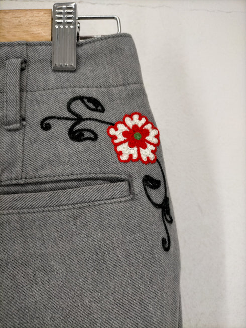 バックアリーオールドボーイズ Back Alley Old Boys 刺繍 5ポケットロールアップデニムパンツ メンズ JPN:M