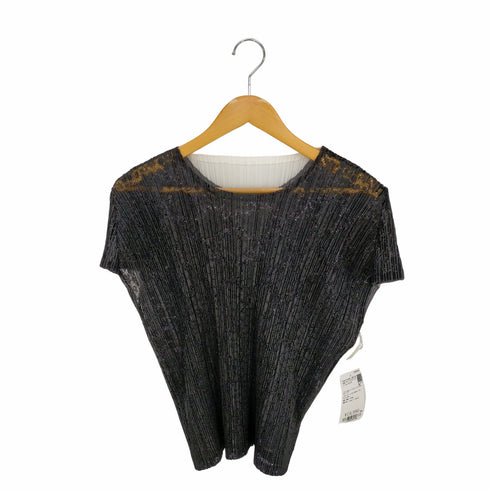 プリーツプリーズイッセイミヤケ PLEATS PLEASE ISSEY MIYAKE プリーツ加工 レースフロント バイカラー カットソー レディース JPN:3