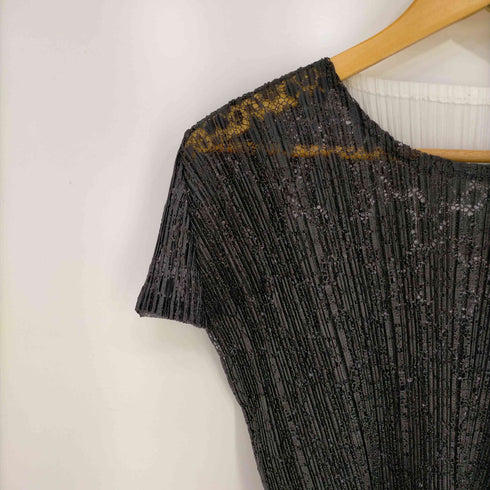 プリーツプリーズイッセイミヤケ PLEATS PLEASE ISSEY MIYAKE プリーツ加工 レースフロント バイカラー カットソー レディース JPN:3