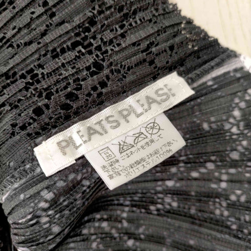 プリーツプリーズイッセイミヤケ PLEATS PLEASE ISSEY MIYAKE プリーツ加工 レースフロント バイカラー カットソー レディース JPN:3