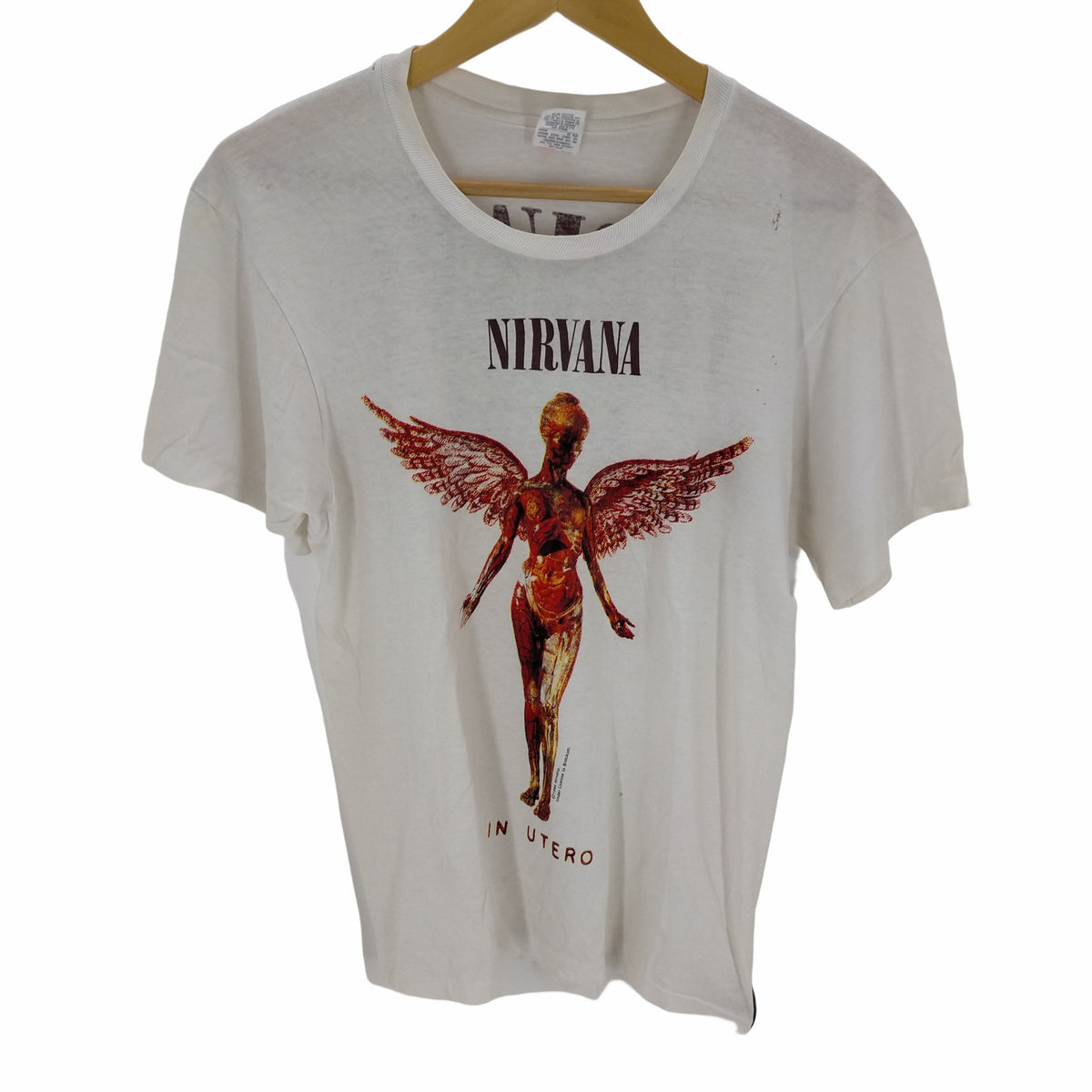 ヘインズ Hanes 90S NIRVANA 1994コピーライト入り IN UTERO シングルステッチ 両面プリント半袖Tシャツ メンズ –  ブランド古着買取販売バズストア