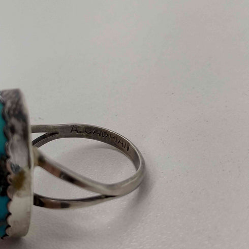 ナバホ NAVAJO STERLING Andy Cadman キャンデラリアターコイズリング メンズ 15