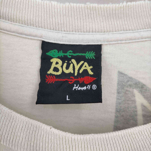 USA製 BUYA HAWAII take NO prisoners シャーク 両面プリント クルーネックTシャツ シングルステッチ メンズ import:L