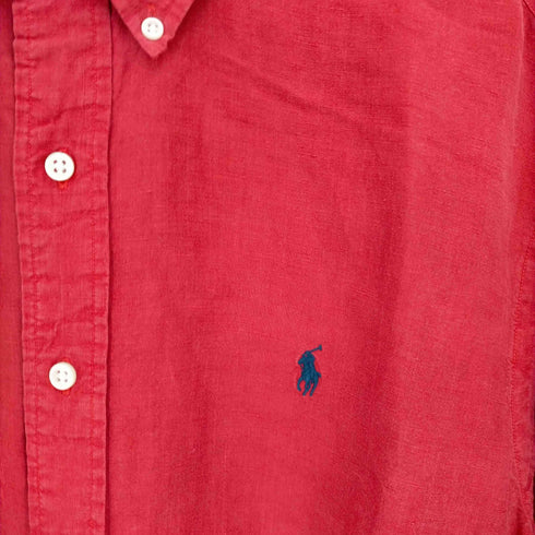 ラルフローレン RALPH LAUREN 90s ポニー刺繍 CLASSIC FIT リネンシルクショートスリーブシャツ メンズ import:XL