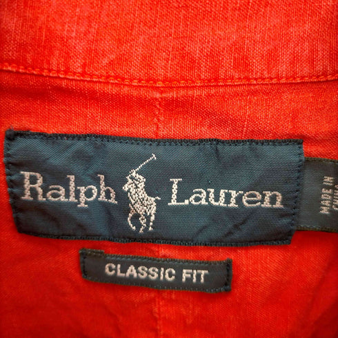 ラルフローレン RALPH LAUREN 90s ポニー刺繍 CLASSIC FIT リネンシルクショートスリーブシャツ メンズ import:XL