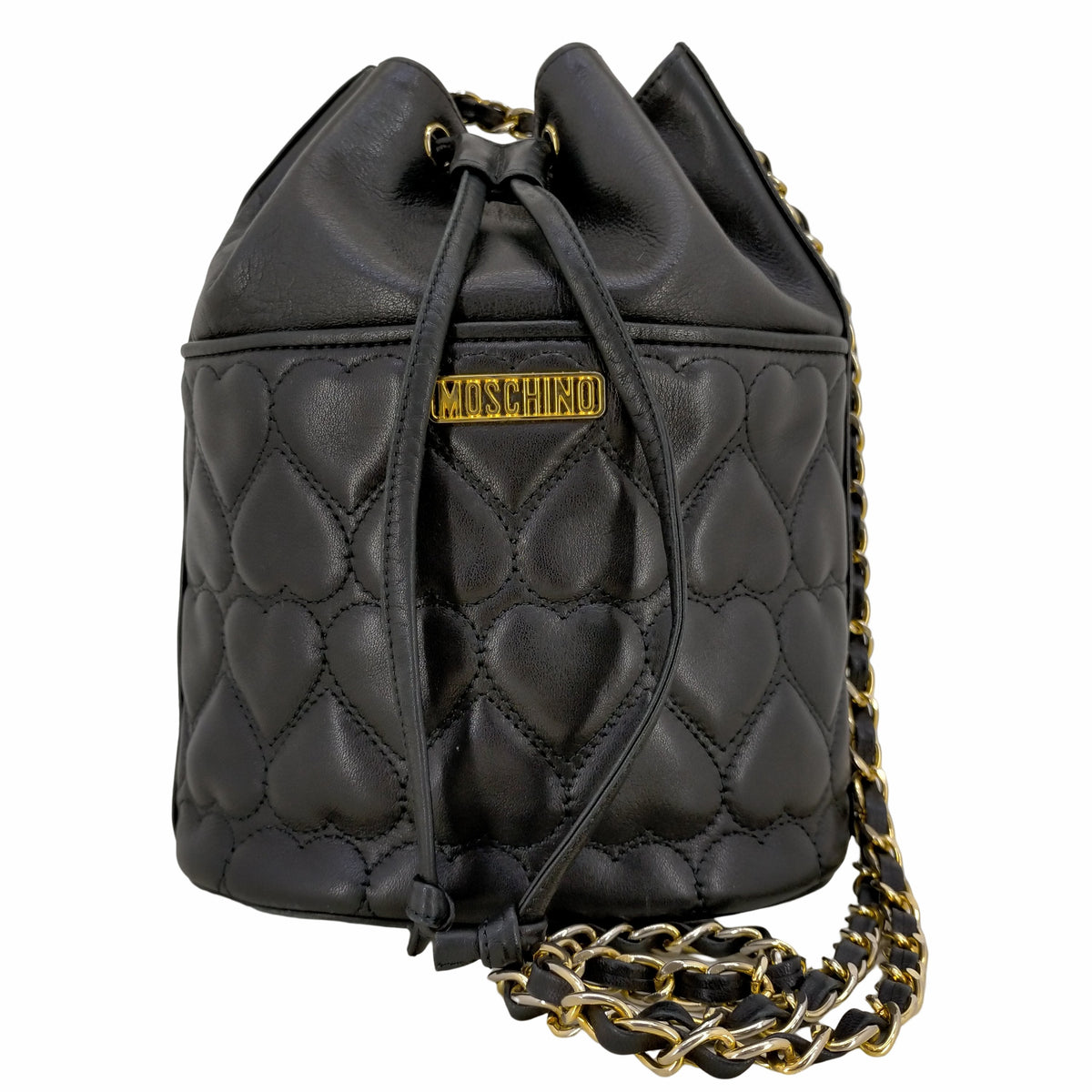 モスキーノ MOSCHINO ハートキルティング 巾着型 チェーンショルダー