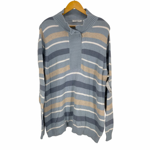 リズ クレイボーン LIZ Claiborne ハーフジップ ハイネックコットンボーダーニット レディース 3X