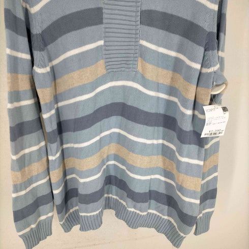 リズ クレイボーン LIZ Claiborne ハーフジップ ハイネックコットンボーダーニット レディース 3X