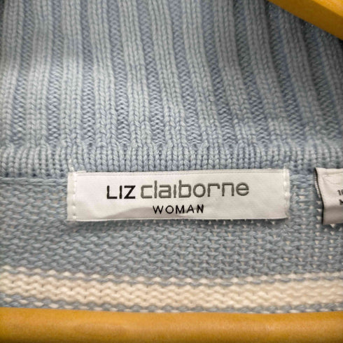 リズ クレイボーン LIZ Claiborne ハーフジップ ハイネックコットンボーダーニット レディース 3X