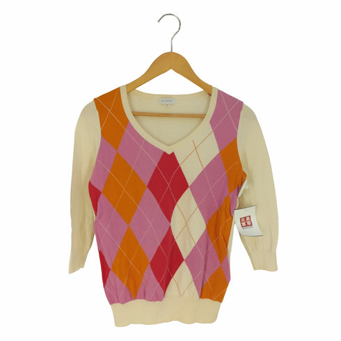 マッキントッシュフィロソフィー MACKINTOSH PHILOSOPHY アーガイル柄 Vネックコットンニット セーター レディース EUR:38